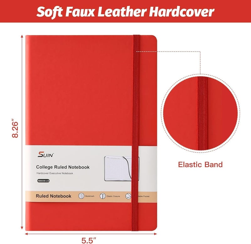 SUIN Hardcover-Journal-Notebooks, 6 Packs A5 Lined Journals Notebook for Writing 200 Pages, 8.2 x 5.5 inch, 6 Colors Classic Ruled Notebooks for Work/Travel/College - Image 2